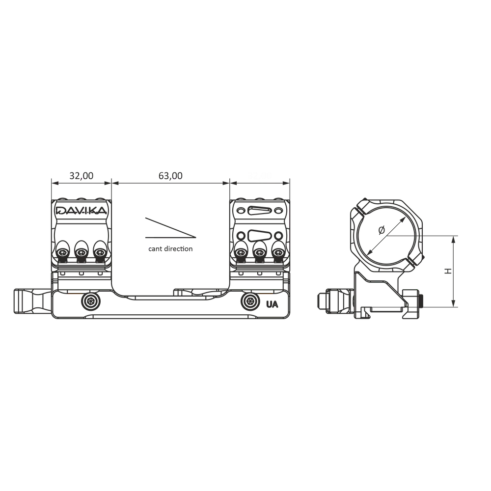 34 mm sihikukinnitus | Picatinny QD Ergo alus