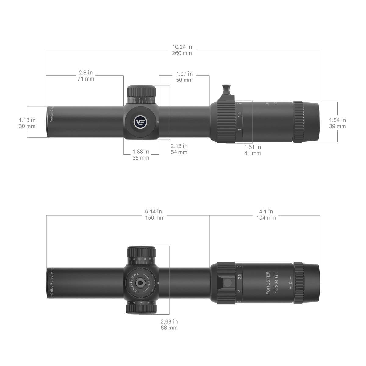 Vector Optics Forester 1-5x24SFP GenII püssi optiline sihik
