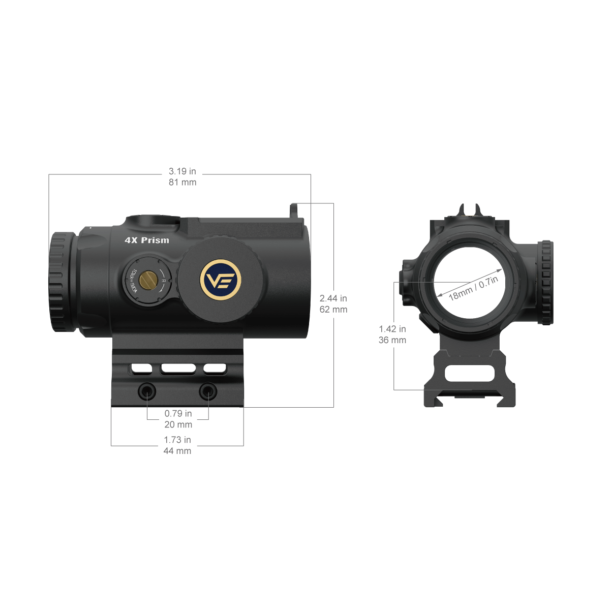 Vector Optics Paragon 4x24 ülikompaktne prismaga vintpüssi sihik