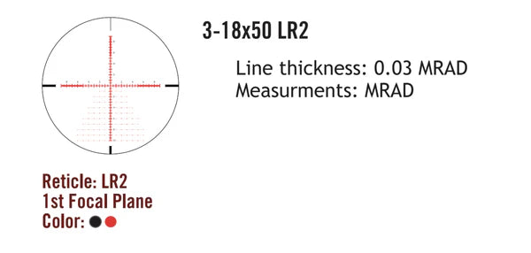 Sightmark Presidio 3-18x50 LR2 FFP vintpüssi sihik