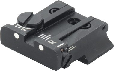 Walther P99, PPQ, PPQ M2 reguleeritav tagumine sihik | valgete täppidega