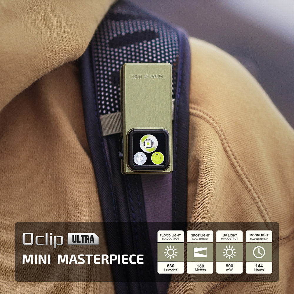 Olight Oclip Ultra | 3-in-1 klambriga EDC-valgusti | 530 lm - Oliivroheline