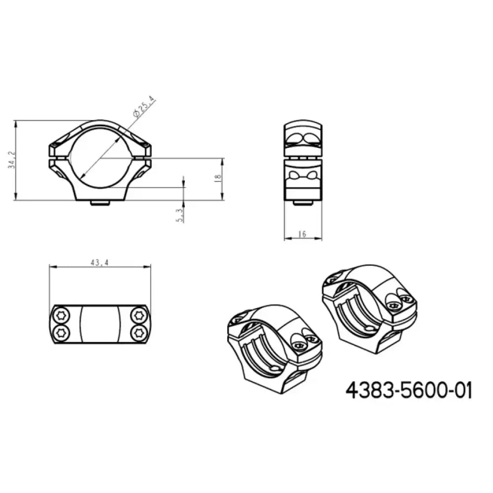 1 inch scope rings [25,4mm] | long Picatinny QD Tactical base