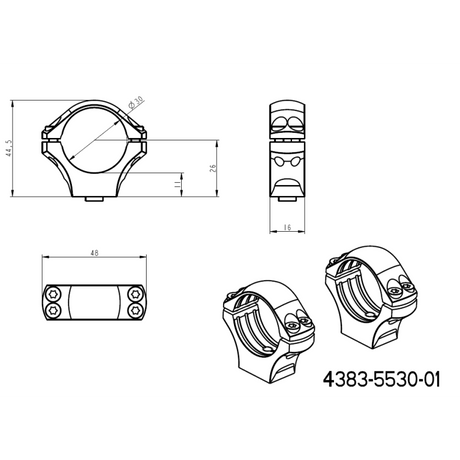 30mm optikakinnitus | pikk Picatinny QD Ergo alus 