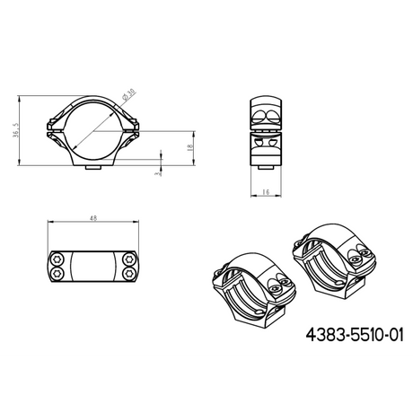 30 mm optikakinnitus | kaheosaline Picatinny QD alus 