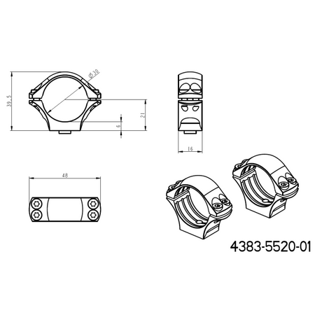 30 mm optikakinnitus | kaheosaline Picatinny QD alus 