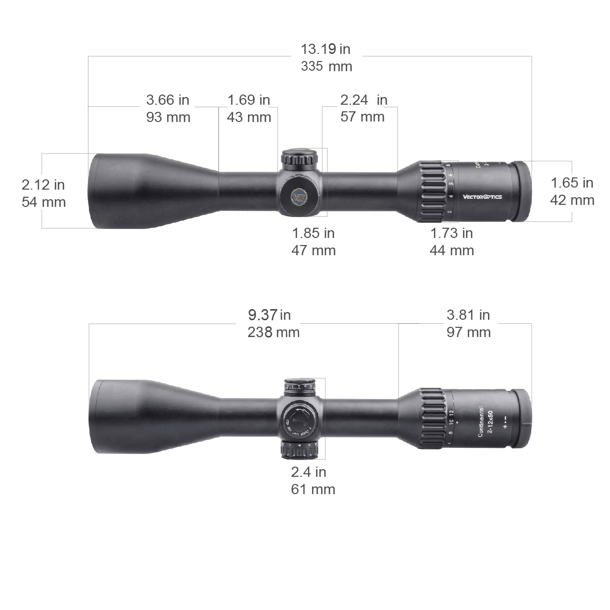 Vector Optics Continental 2-12x50 SFP optiline sihik 