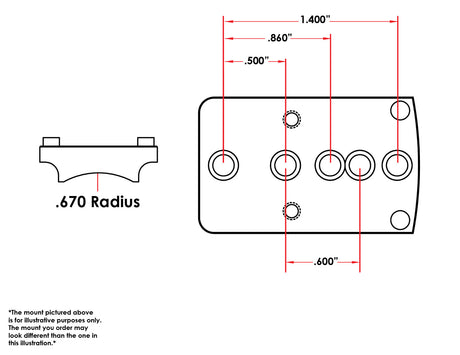 Universal shotgun / rifle [.670’’ Radius] punatäppsihiku kinnitus | Trijicon RMR footprint