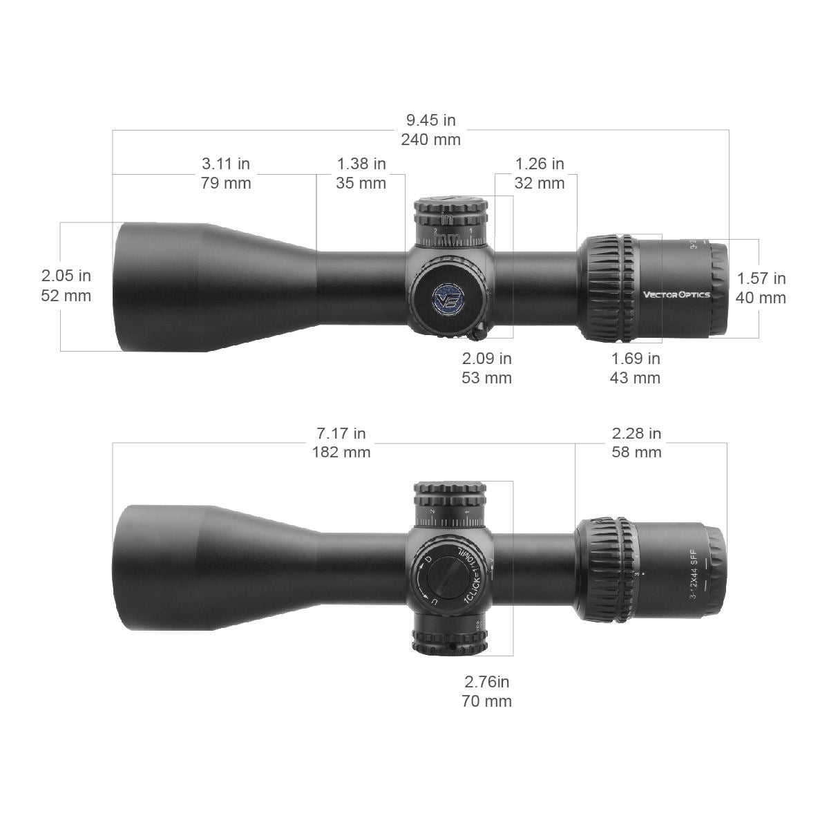 Vector Optics Veyron 3-12x44 SFP kompaktne optiline sihik 