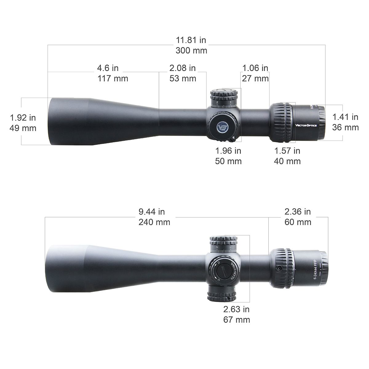 Vector Optics Veyron 6-24x44 FFP optiline sihik 