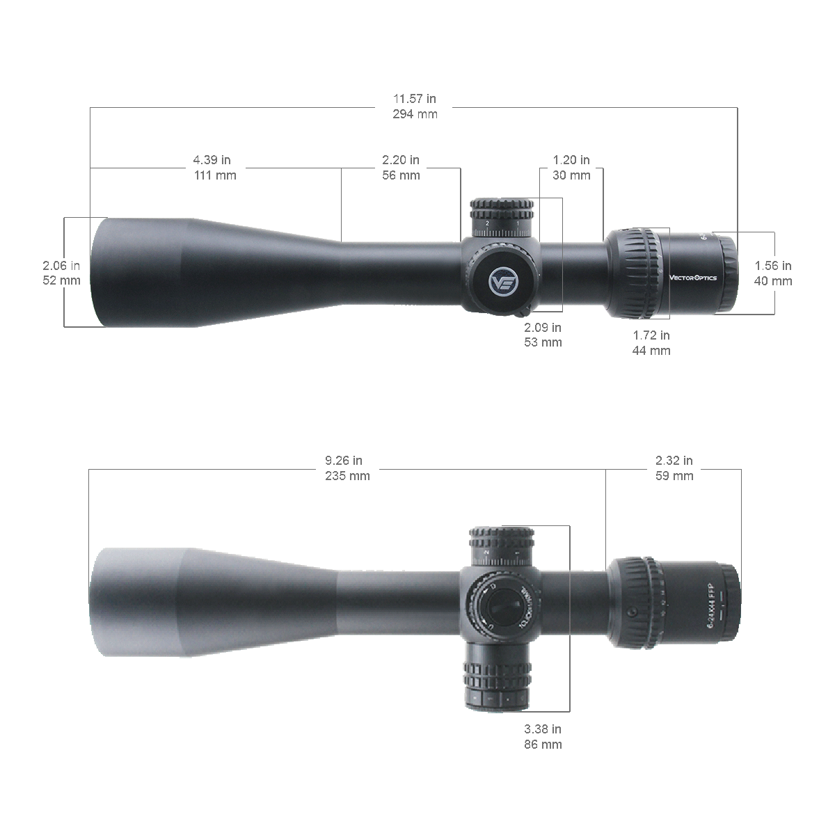 Vector Optics Veyron 6-24x44 IR Esimese fokaaltasandi valgustatud optiline sihik 