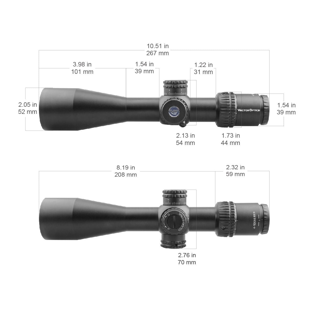 Vector Optics Veyron 4-16x44 FFP optiline sihik 