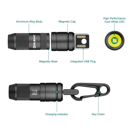 Olight imini 2 | mini taaslaetav võtmehoia taskulamp | 50 lm