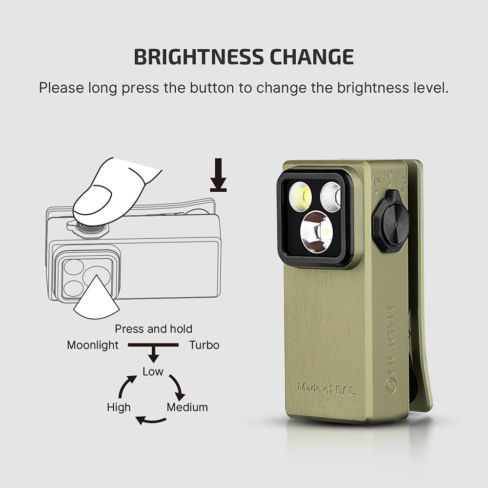 Olight Oclip Ultra | 3-in-1 klambriga EDC-valgusti | 530 lm - Oliivroheline