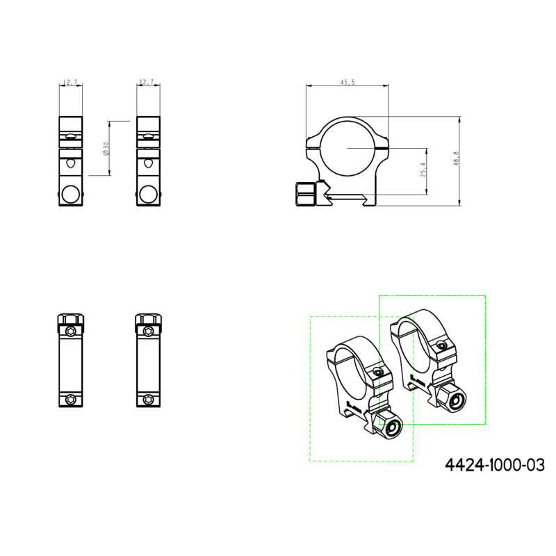 30mm optikakinnitus | Picatinny alus kruvimutriga 