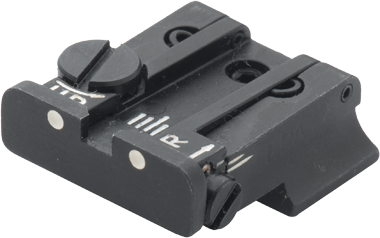 Smith & Wesson [Cal. 10 Cal. 45 3rd Gen] reguleeritav tagumine sihik | valged täpid
